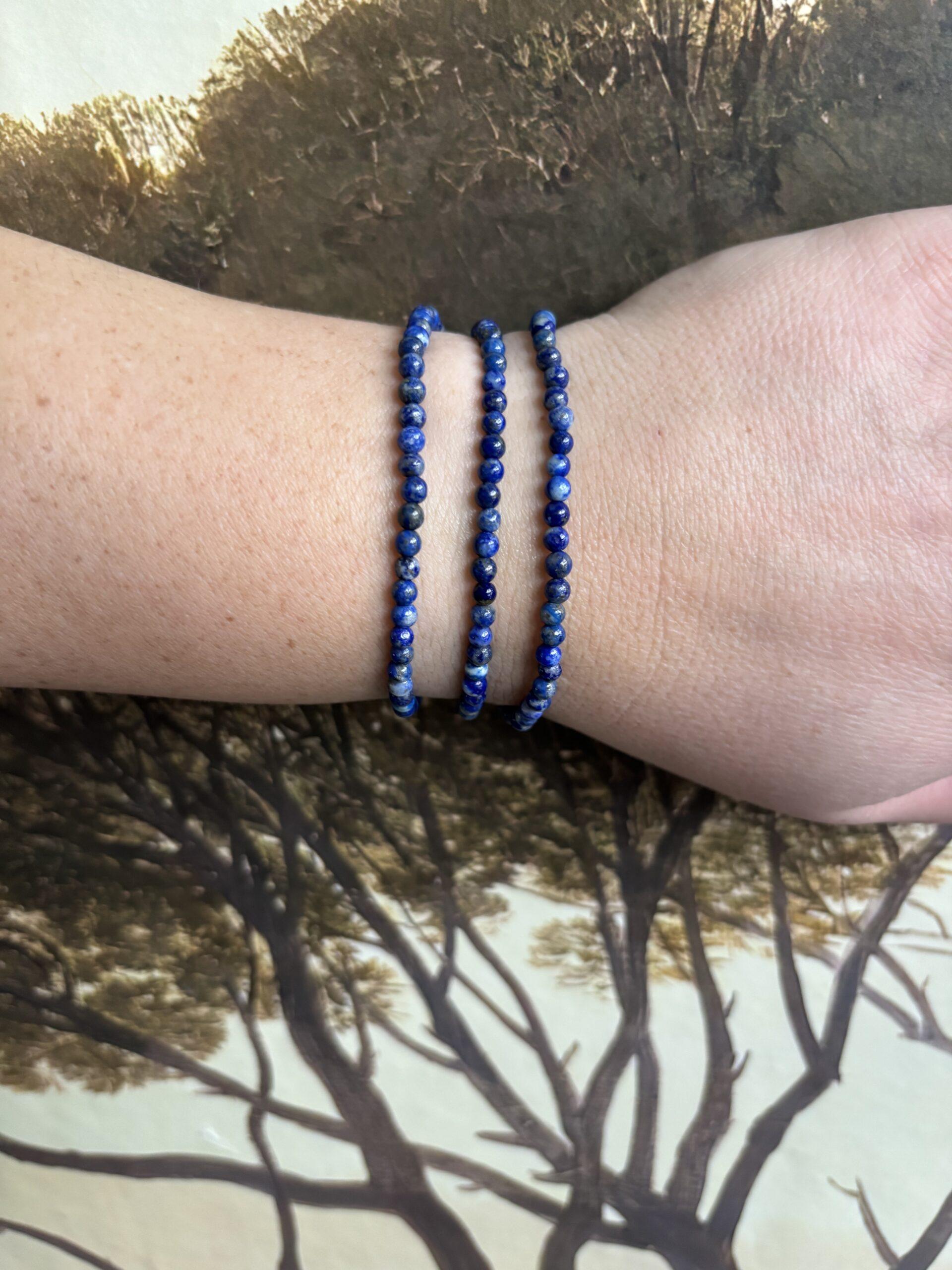 Lapis Lazuli – Kogelarmband 4 mm - Afbeelding 2