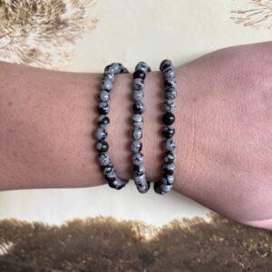 Sneeuwvlok Obsidiaan – Kogelarmband 6 mm