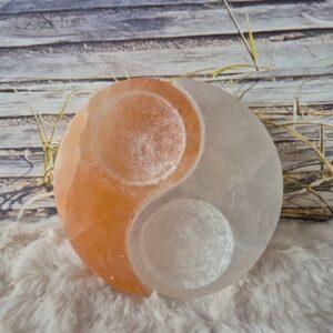 Seleniet Theelichthouder- Yin/Yang